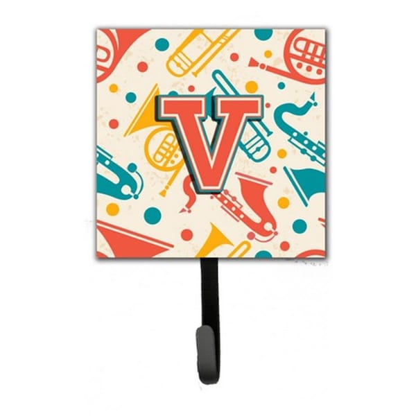 Jensendistributionservices Letter V Retro Teal Orange Musical Instruments Initial Leash & Key Holder MI1657655 - main